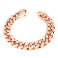Hmeme Hip Hop Shiny Cuban Link Chain Bracelets Women Men Rhinestone Chain Bracelets Punk Wristband J