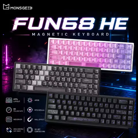 MonsGeek FUN68 HE Wired Magnetic Switch Keyboard 65% ANSI-US Layout RT0.005mm 8000Hz ARGB Gaming Gam