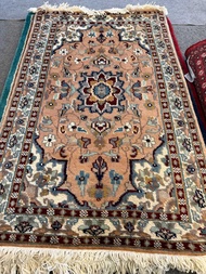 Oriental Rug 2x3 ft 60x90 cm Handmade | Geometric & Floral Design | Wool Pile Cotton Base | Hand Kno