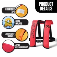 150N Inflatable Life Jacket 3s Fast Inflation Automatic Lightweight Portable Reusable Life Saving Mu