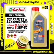 Castrol 15W-50 Power 1 Cruise 4T (1L) Minyak Cruiser Bike 100％ Jamin Original Minyak Hitam Castrol 4