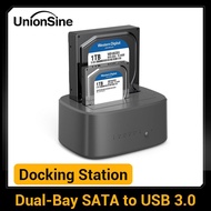 UnionSine Dual Bay HDD Docking Station with Offline Clone SATA to USB 3.0 HDD Clone Docking Station for 2.5/3.5'' SSD HDD Case