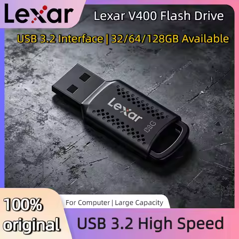Lexar Black V400 USB 3.2 Flash Drive 32GB 64GB 128GB Pen Drive Original Memory Stick U Disk for Comp