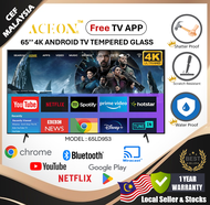 ACEON 65' 4K UHD LED ANDROID TV FRAMLESS TEMPERED GLASS BLUETOOTH REMOTE CONTROL SHATTER/SCRATCH/WATER PROOF ANDROID 11.0