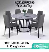 Q 10  1+6 Fire Resistant Ceramic Dining Set / 6 Seater Round Ceramic Dining Set  / Ceramic Dining Ta