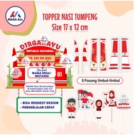 Custom Indonesian Independence Day Tumpeng Topper, Custom Independence Day Topper, 3/s, Indonesian I