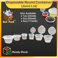Disposable Round Container /Sauce Container /Bekas Sos /Bekas Plastik (Hinged/Joint Lid) (1oz/2oz/4o