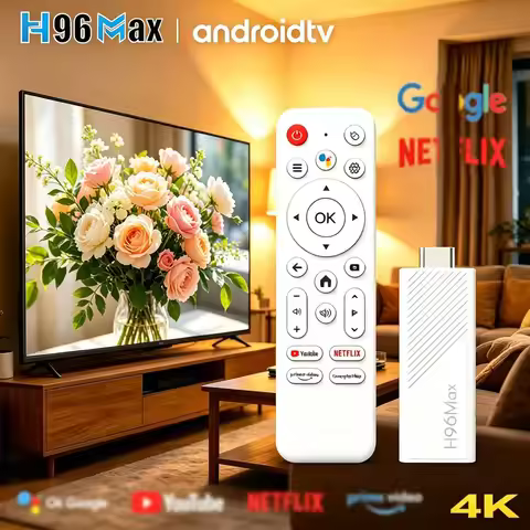 H96 MAX H313 Android14 mini Smart TV Stick 4K@60fps Quad Core Wifi6 BT5.0 Google Voice Assistant Sma