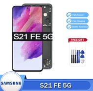 Original 6.4 AMOLED LCD อะไหล่ซัมซุง Galaxy S21 FE 5G หน้าจอสัมผัสดิสเพลย์ G9900 G990B G990U G990B /