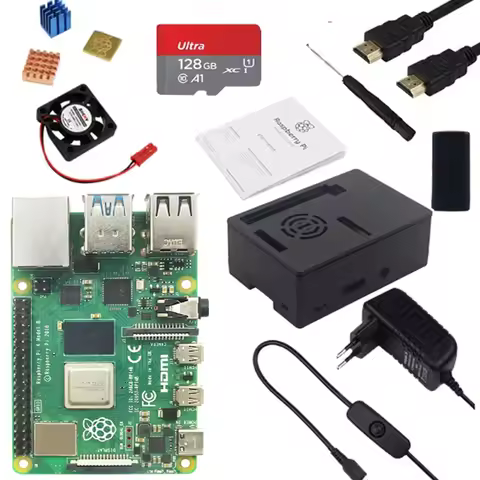 Raspberry Pi 4 8GB 4GB 2GB 1GB Kit + Power Adapter + ABS Case + 32G 64G 128G Card + Heat Sink for Ra