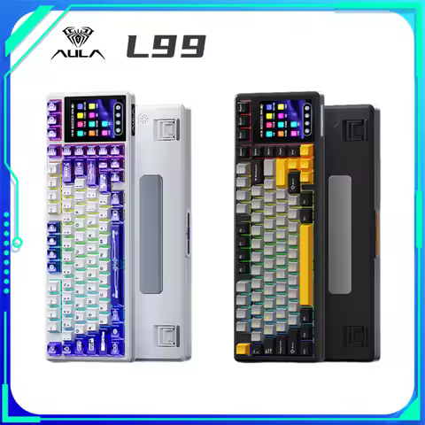 AULA L99 Mechanical Keyboard Three Mode RGB 8000mAh Gaming Keyboard 3.98 inches Screen Gasket Hot Sw