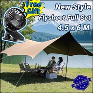 🔥Free Gife🔥NEW Flysheet Full Set 4.5x6M Camping Tent Waterproof BIG Flysheet Sunshade Flysheet Campi