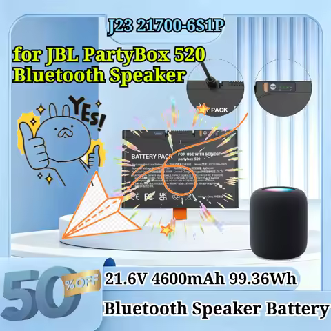 New J23 21700-6S1P 21.6V 4600mAh 99.36Wh PD 30W Fast Charging Type-C with LED Indicator for JBL Part