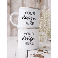 【In stock】Personalized Logo Text Enamel Mug 11oz Custom Pictures Family Camping Beer Cup Kids Husband Wife Birthday Gift Mug