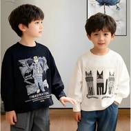 Trendy Children's Long-Sleeved t-Shirt Cotton 2025 Spring Autumn Style Handsome Boy Cute Handsome To