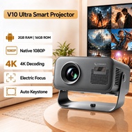 Mini Projector 4k V10 Ultra with Android 14 600 ANSI Native 1080P Electric Focus Bulit-in Speaker fo