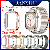 สาย สายโลหะ + เคส สำหรับ Apple Watch 8 สายนาฬิกา 41มม.45มม.Series 8 7 6 SE 5 4 3 2 1 45มม.44มม.40มม.