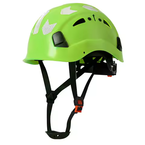 CE Construction Safety Helmet w/ Reflective Stickers Large Holes Breathable Work Hat Climbing Rescue