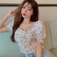 Tq88indonesia Trendy Sabrina Drawstring Blouse DEROSE SMOCK SABRINA TOP Blouse/ White Shirt/ Sabrina