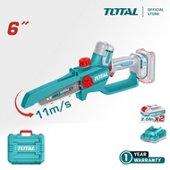 TOTAL Li-ion Mini Chain Saw With Brushless Motor, Auto Lubrication + 2Pcs Battery + Charger (6"/20V)