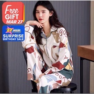 Korean Long Sleeve Cotton Sleepwear Pajama Set For Women Nightwear