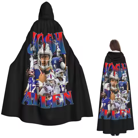 Josh Allen Buffalo Bills Duff's Chicken Wings Long Hooded Cloak Witch Medieval Costume Cosplay Cape