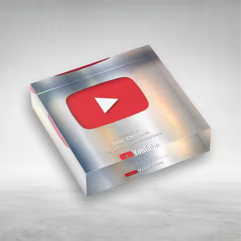 YouTube play button custom Acrylic plaque award with personalized name Support customization