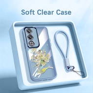 VRQR Cover for Oppo A3 Pro A3X A3 5G 4G A60 4G INS Crystal Flower Clear Shockproof Phone Case with L