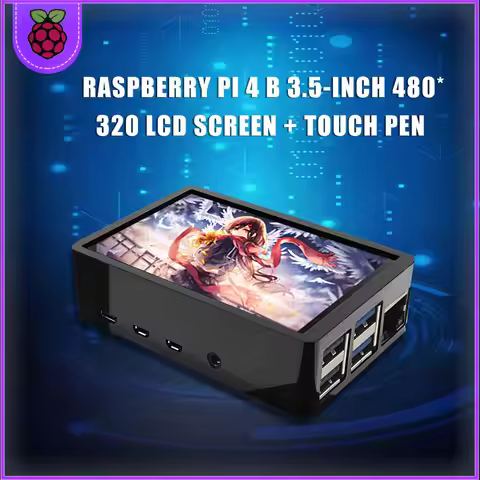 For Raspberry Pi 4 Touch Screen 3.5 inch TFT LCD 480*320 GPIO Display with ABS Case+Power+Fan+ 64GB 