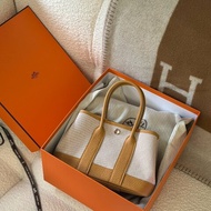 HERMES Mini garden party - 帆布沙灘金