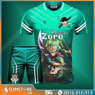 Áo Bóng Đá Độc Lạ One Piece - Zoro Xanh 03 - Áo Thể Thao Nam Nữ