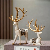 Deer Figurine New Chinese Style Resin Warm Living Room Decor Lucky Deer Display Decoration Room Deco