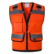Hi Vis Safety Vest Orange Reflective Work Vest for Warehouse Construction