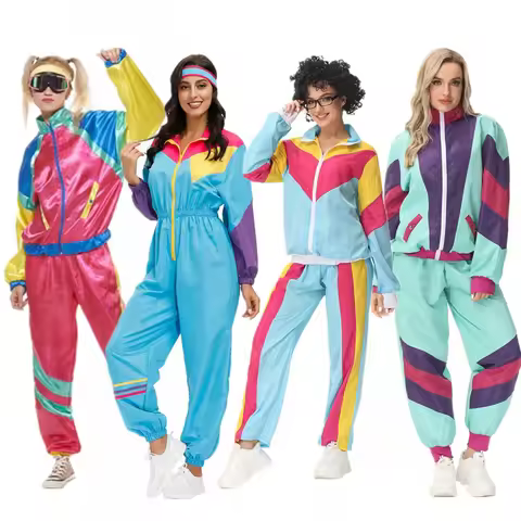Rock Disco Hippies Cosplay Costume for Adult Women Halloween Carnival Party 70's 80's Hippies Dance 