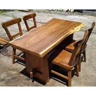 set meja makan kayu solid trembesi panjang 150