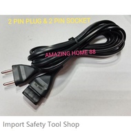 ⏰2 Pin Plug &amp; Socket Extension wire For Lampu Raya