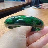 老花青翡翠平安鐲手鐲 | 19圍 | 天然緬甸玉翡翠A貨 | 送禮