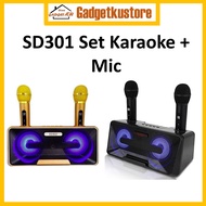 SDRD SD301S SD-301S Karaoke Set Dual Microphone 2 Mic Wireless Portable 3D Bluetooth Speaker Mobile 