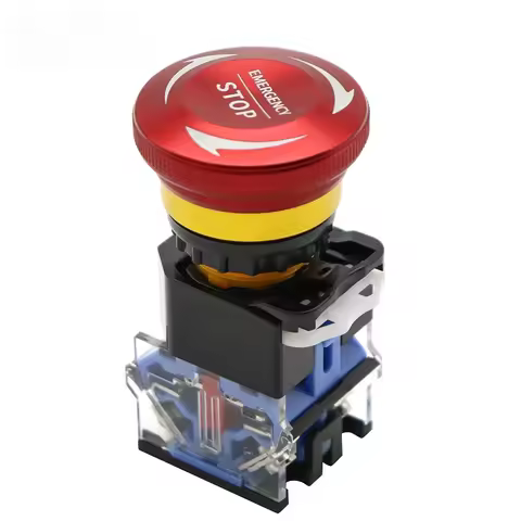 10A 22mm Metal Emergency Stop Push Button Switches Mushroom Head Button Self-Locking Elevator Power 