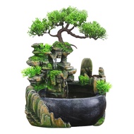 YQ7 EU Plug Indoor Simulation Resin Rockery Waterscape Feng Shui Water Fountain Home Desktop Decoration Crafts