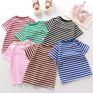 6m - 8Y Kid Baby Girl Short Sleeve Casual Stripe Tee Top Cotton Breathable Soft Boys T-Shirt