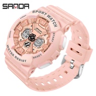 Sanda Ladies Watch Trendy Fashion Outdoor Sports Multifunctional Waterproof Electronic Watch 6068-12