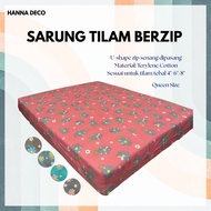 Cadar Queen Zip Bed Sheet 5' x 6' x 6'' 152cm x 182cm x 15.25cm Cover with Zip👍/ Sarung Tilam Single