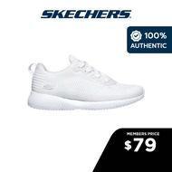 Skechers Women BOBS Squad Tough Talk Shoes - 32504-WHT Memory Foam Wide Fit, Machine Washable