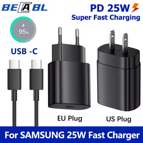 For Samsung 25W PD Charger USB Type C Fast Charging Wall Power Adapter For Galaxy S24 S23 FE A55 A54