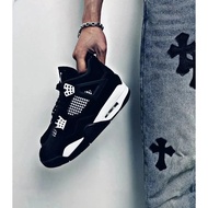 [Top Version] Jordan/Jordan/Air Jordan AJ4 Retro White Black Thunderbolt Basketball Shoes FQ8138-001