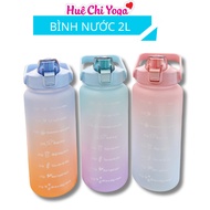 Water Bottle, Kute Water Bottle with Drinking Time Marker, Sports Water Bottle, 2l water bottle