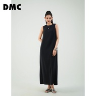 Đầm maxi sát nách xanh navi DMC (Navy Raw Maxi Dress)