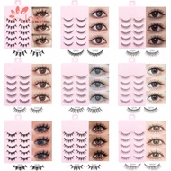 JONYS Manga Lashes, Multiple Styles 5 Pairs Faux Mink Lashes, Beautiful Anime Cosplay DIY Handmade F
