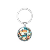 Sunset West Landscape Hawaii Water Tower Surfboard Mountain River Time Gem Keychain Car Keychain